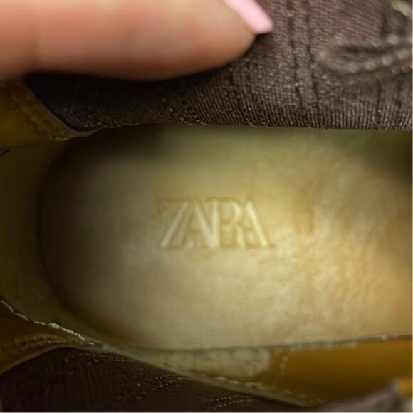 Zara brown suede ankle boots booties low heel size 5.5 - Picture 6 of 9